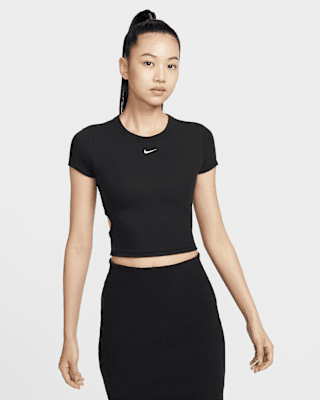 ★ Nike★ Sportswear Chill Knit Crop T-Shirt W Black HF9539 Nike Sportswear Chill Knit Women's Slim Cropped T-Shirt. Nike CA